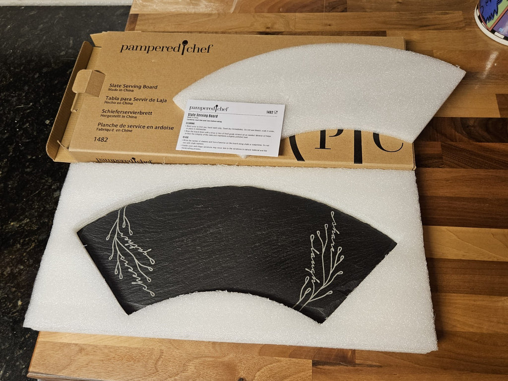Pampered Chef Slate Serving Board #1482 EUC In Original Box