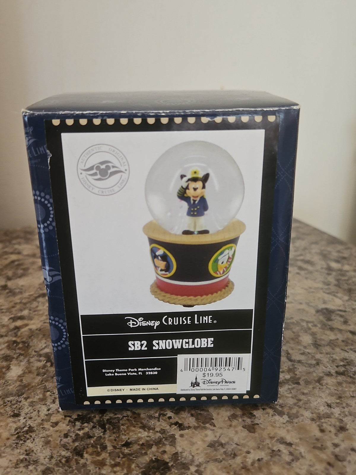 NIB Disney Cruise Line Captain Mickey Mouse Snow Globe Nautical Character Base