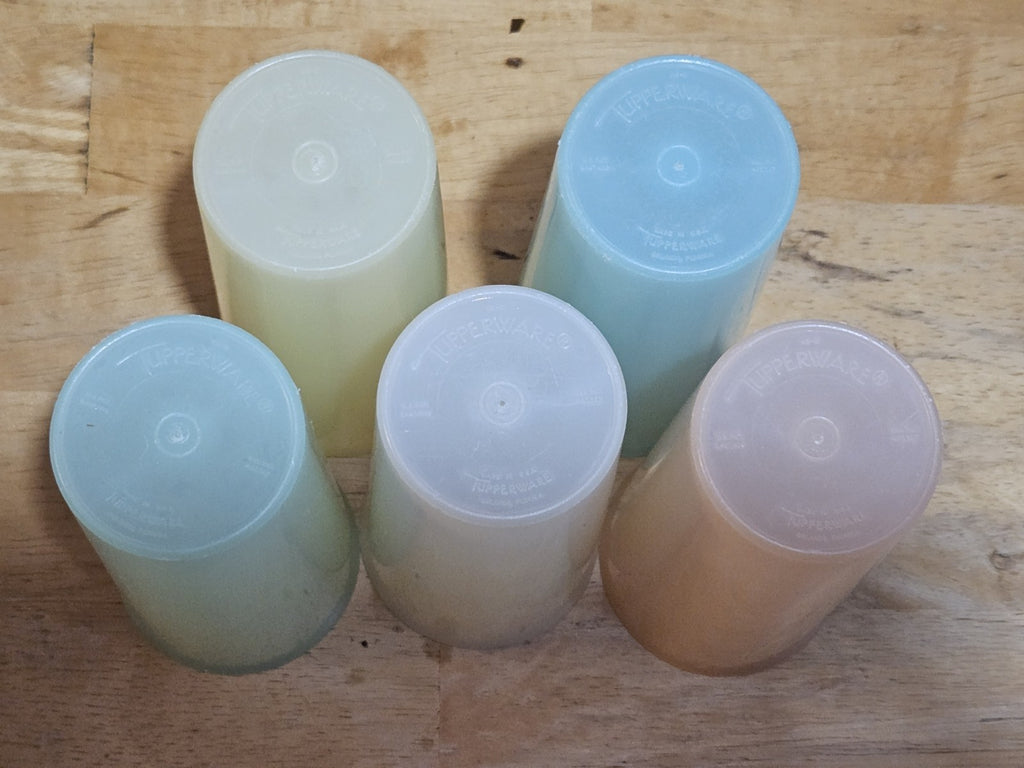 Vintage Lot of 5 Tupperware 115 12oz Pastel Tumblers Juice Cups Retro 1970's