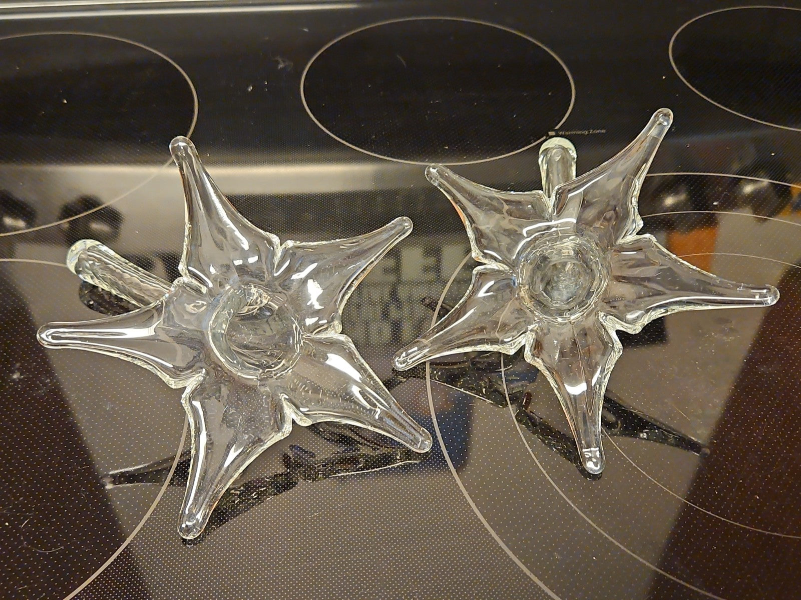 Vintage Pair Of 2 Hamon Glass Hand Blown Glass Lay Down Flower Bud Vases