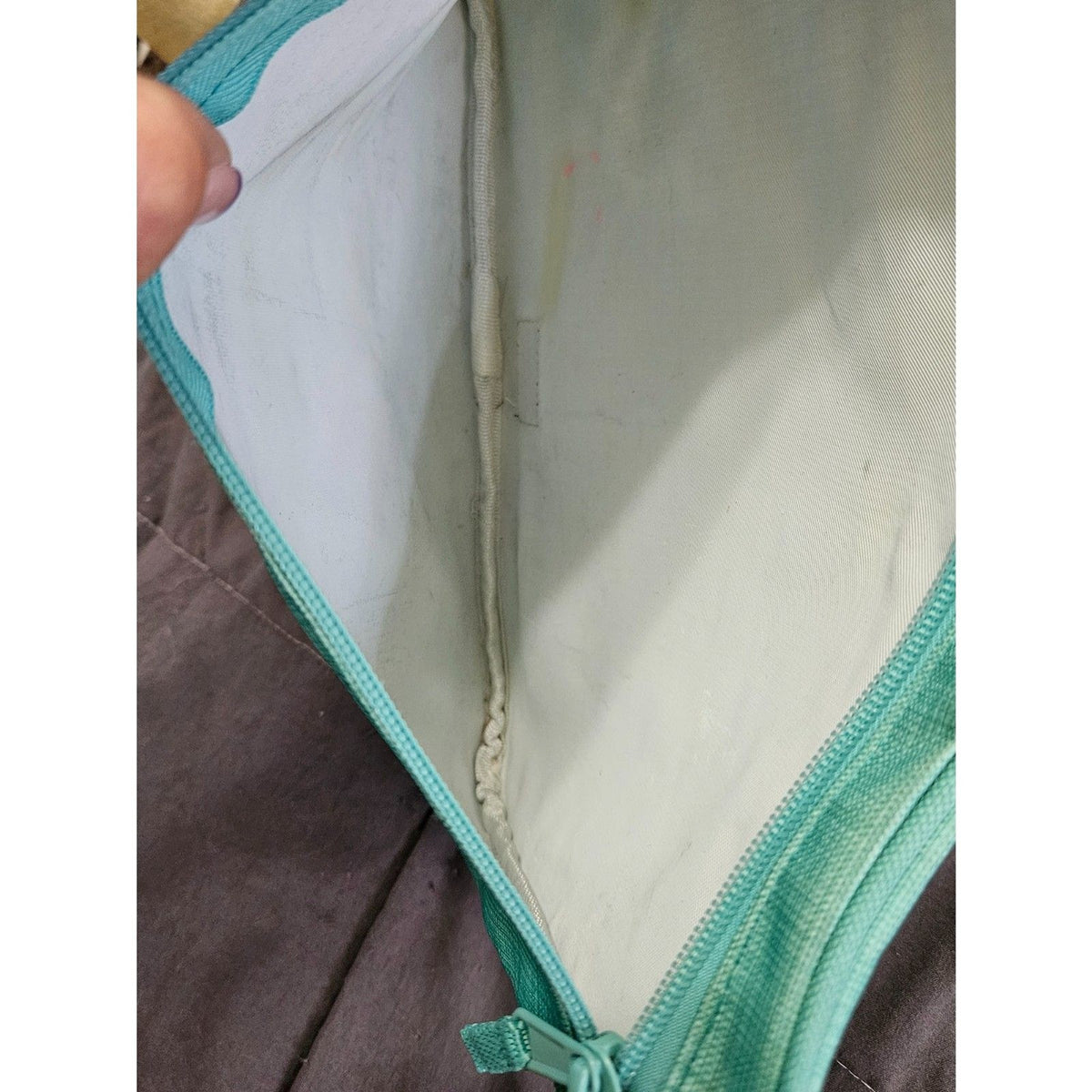 Thirty-One Pocket-A-Tote Teal Cross Hatch Organizer Snap on Zipper Pocket