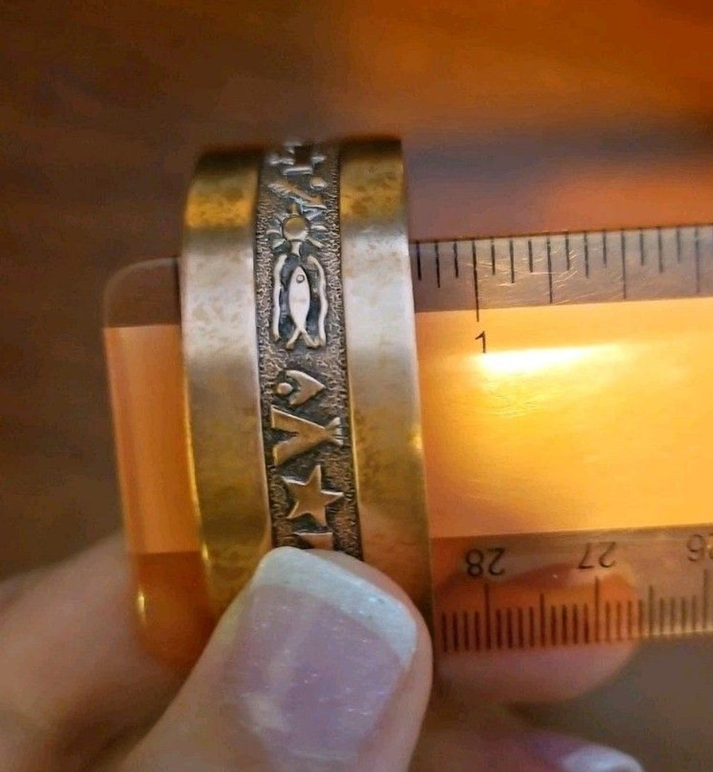 Vintage 90's Copper Native American Southwestern Style Cuff Bracelet, 5.25in