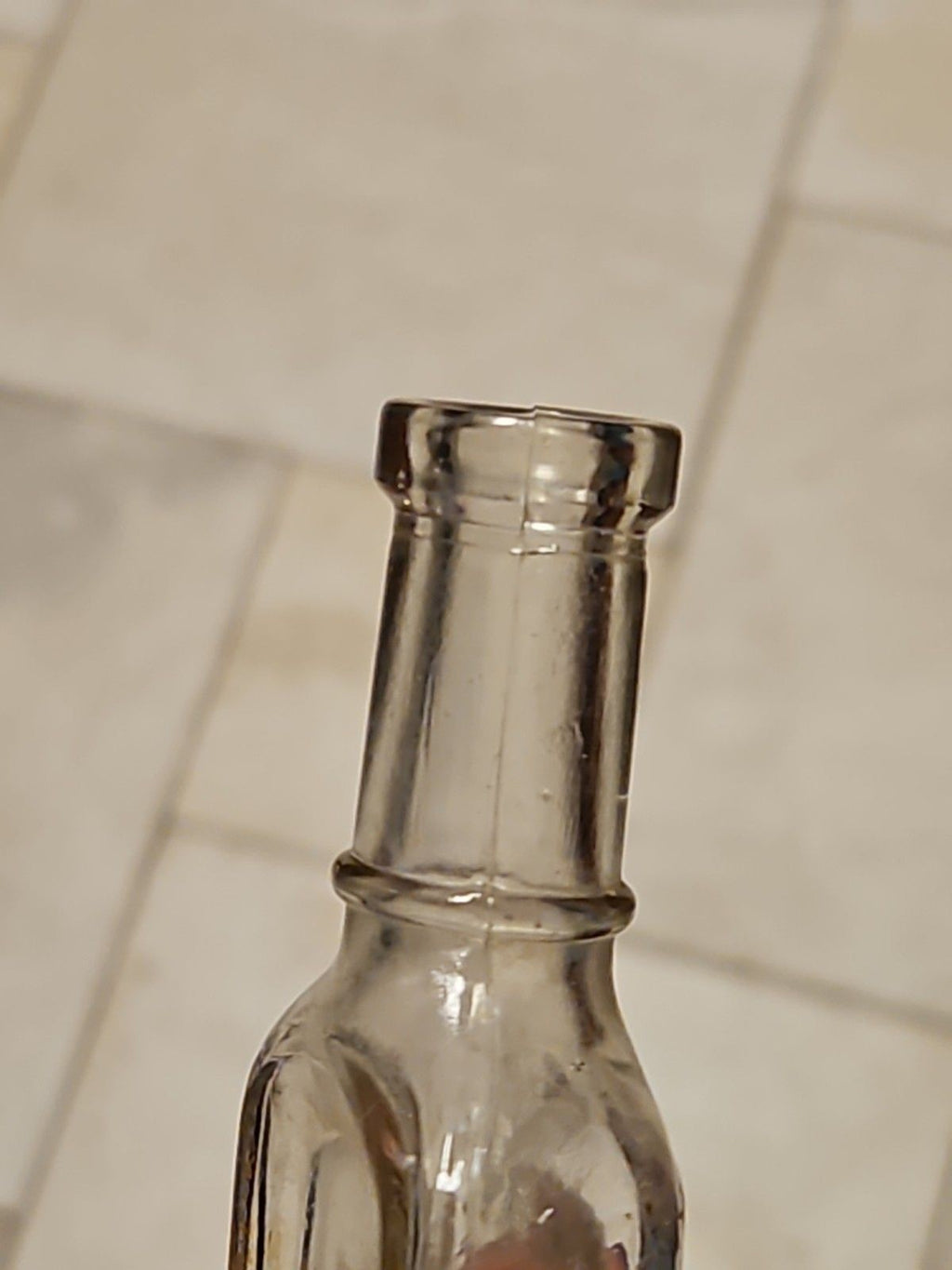 Set Of 2 Antique Medicine Bottles 5.5" & 4.75" Clear Aqua & Grey EUC