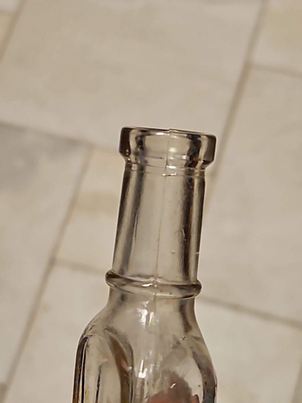 Set Of 2 Antique Medicine Bottles 5.5" & 4.75" Clear Aqua & Grey EUC
