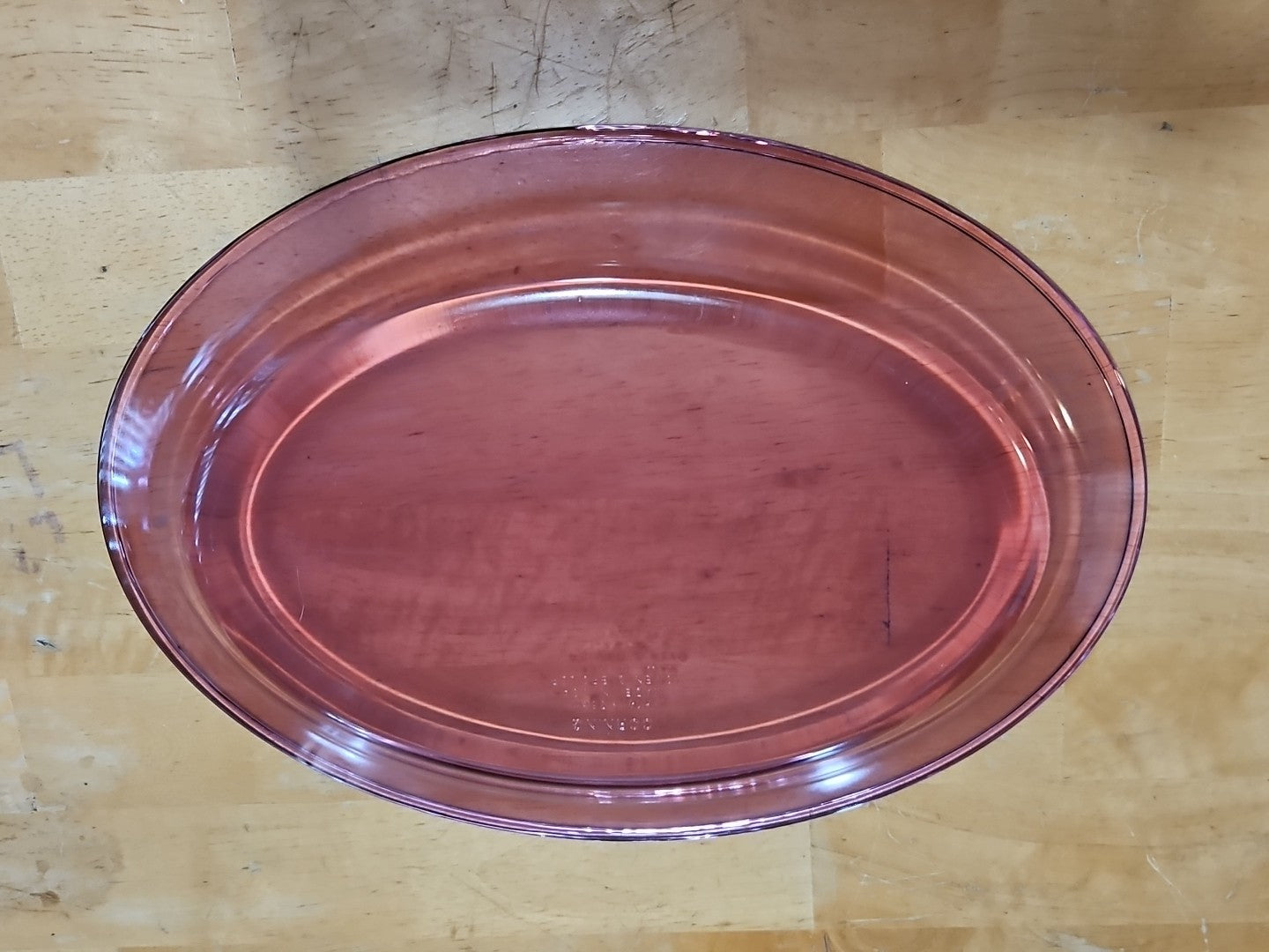 Vintage CorningWare Vision 14" Cranberry Glass Serving Platter EUC