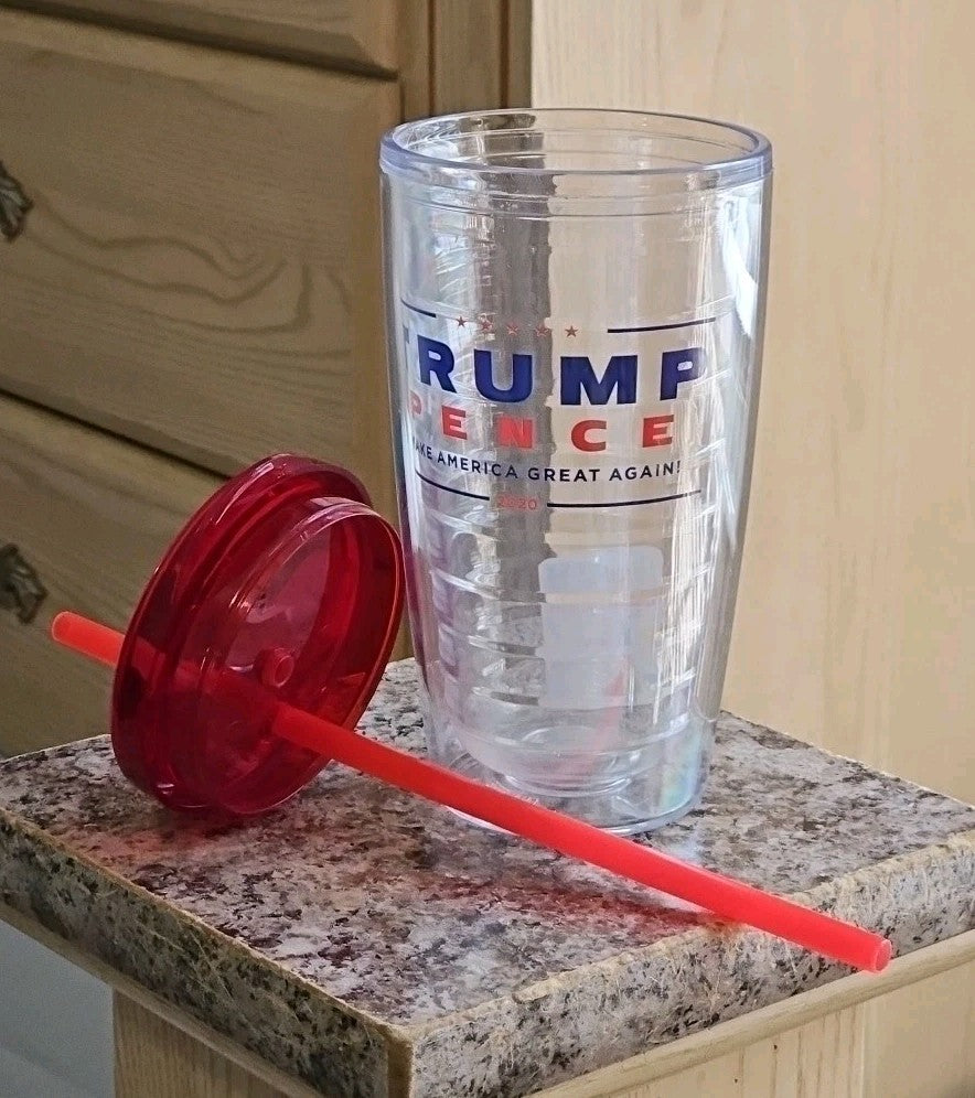 Trump Pence 2020 MAGA Make America Great Again 16 oz Plastic Tumbler W Lid
