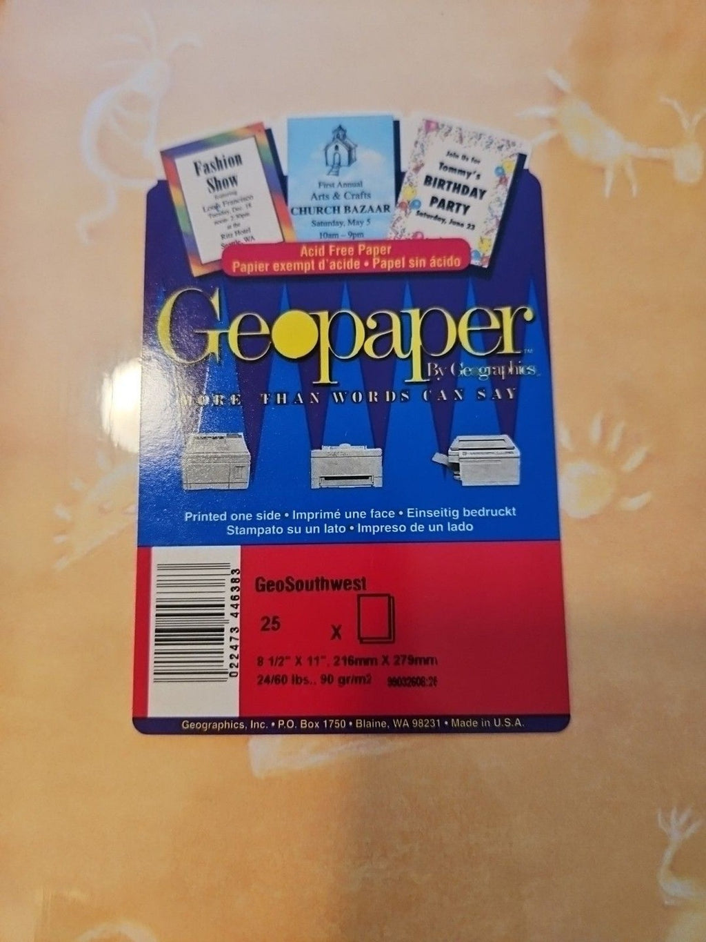Vintage NIP Geopaper Southwest Stationery 25 Sheets Tribal Chili Peppers 8.5 x 11