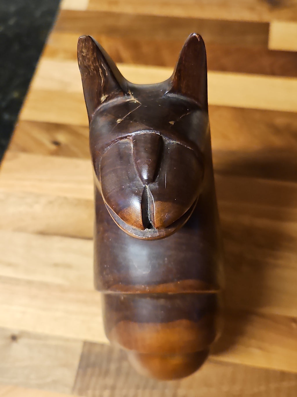 Vintage MCM Mahogany Wood Carved Llama Figurine 10" X 6"