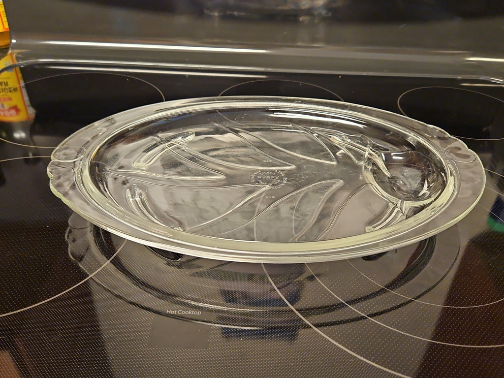 Vintage Pyrex 815 Clear Glass Tree of Life 15" Serving Platter w/Drip Well