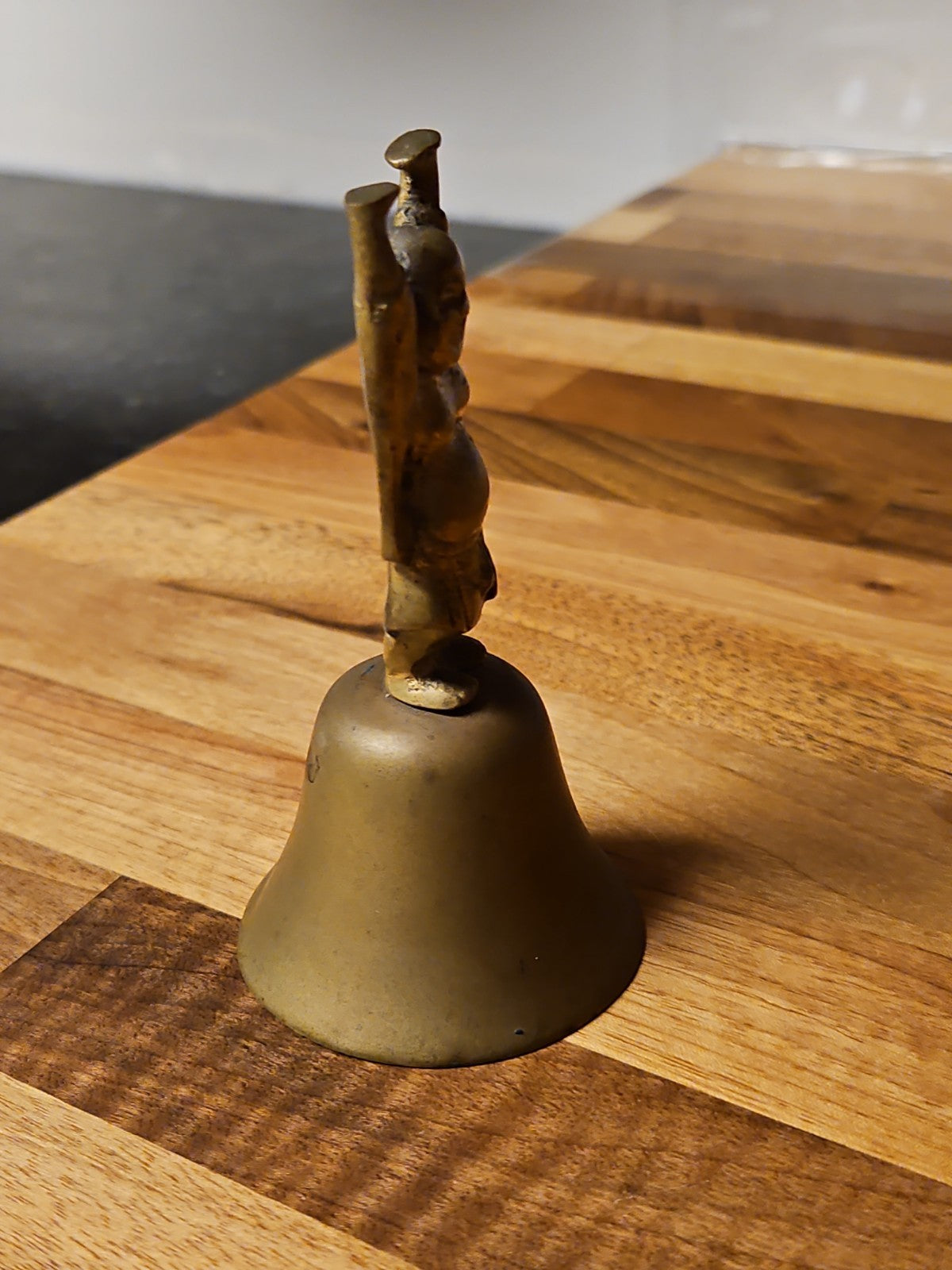 Vintage MCM Brass Laughing Buddha Bell Buddhism Alter Decor 4.5"
