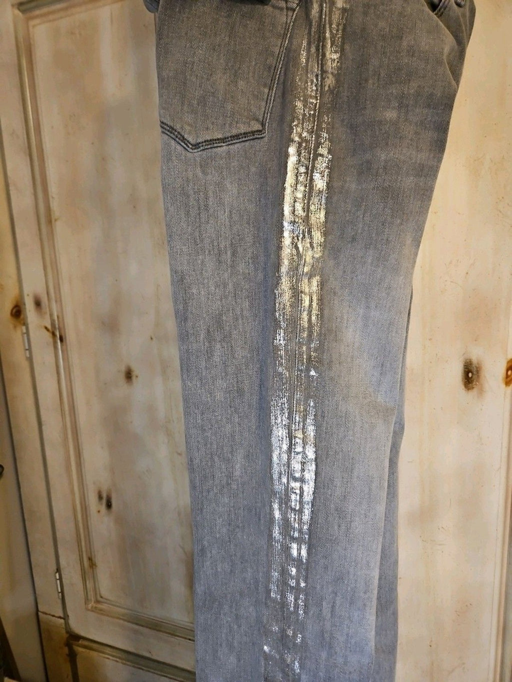 Frame Le High Straight Field Foil Tux Gray Womens Ankle Jeans Sz 25
