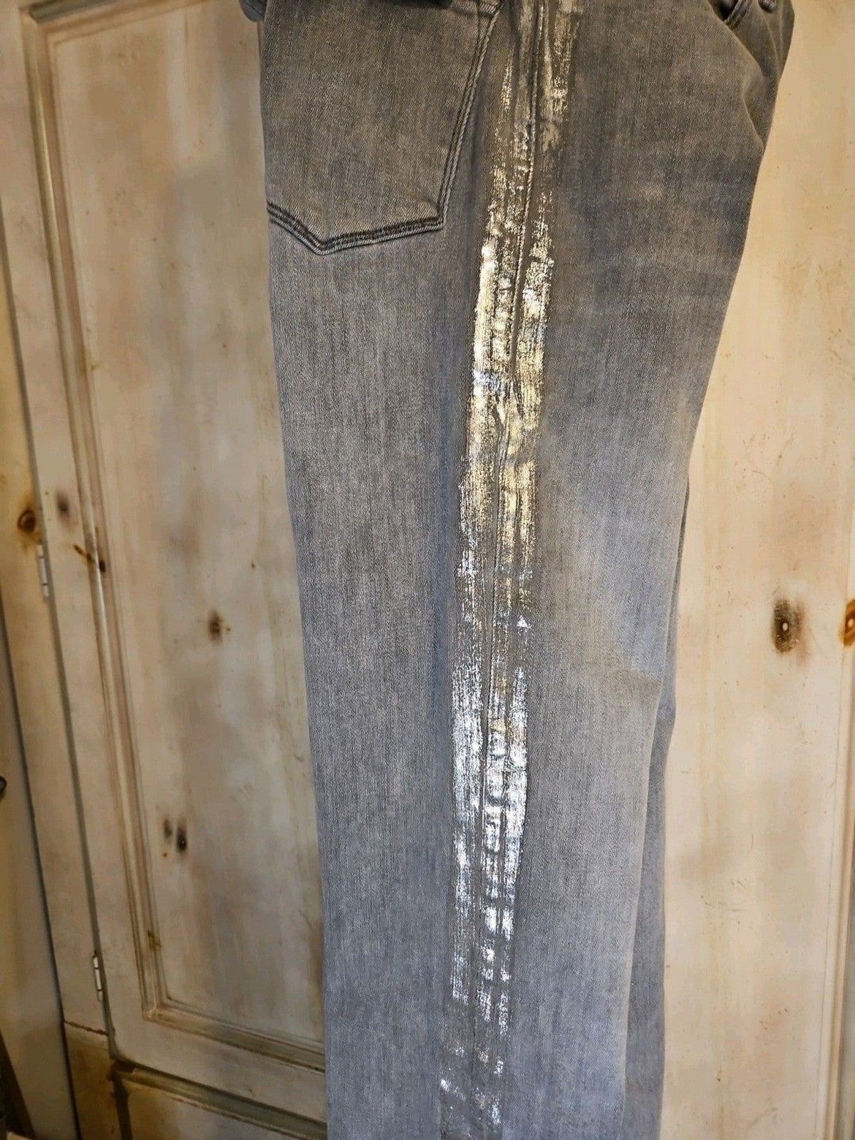 Frame Le High Straight Field Foil Tux Gray Womens Ankle Jeans Sz 25