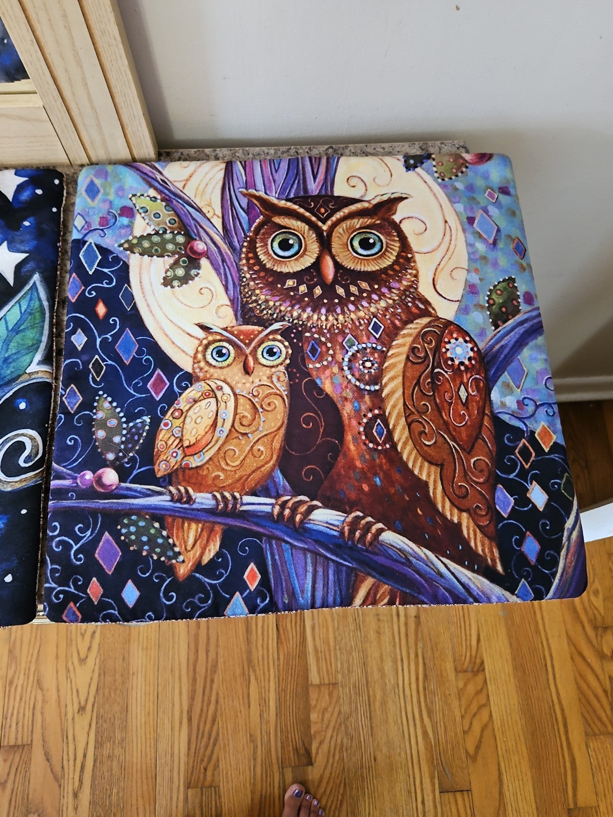 Set of 2 Opulent Owls Jewel Tone Reversible Throw Pillow Covers 15.5"x15.5" NWOT