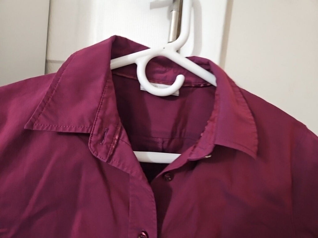 NY & Company Stretch Collar Shirt Ladies Medium Burgundy