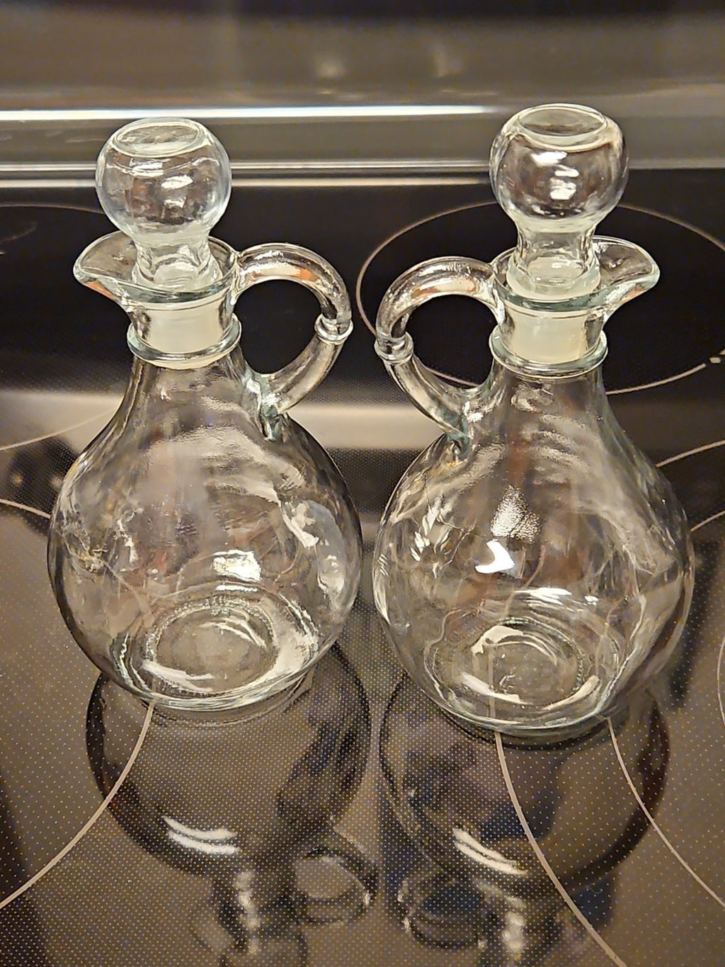 Vintage Anchor Hocking Cruet Set W/ Stoppers Oil & Vinegar Serving Set