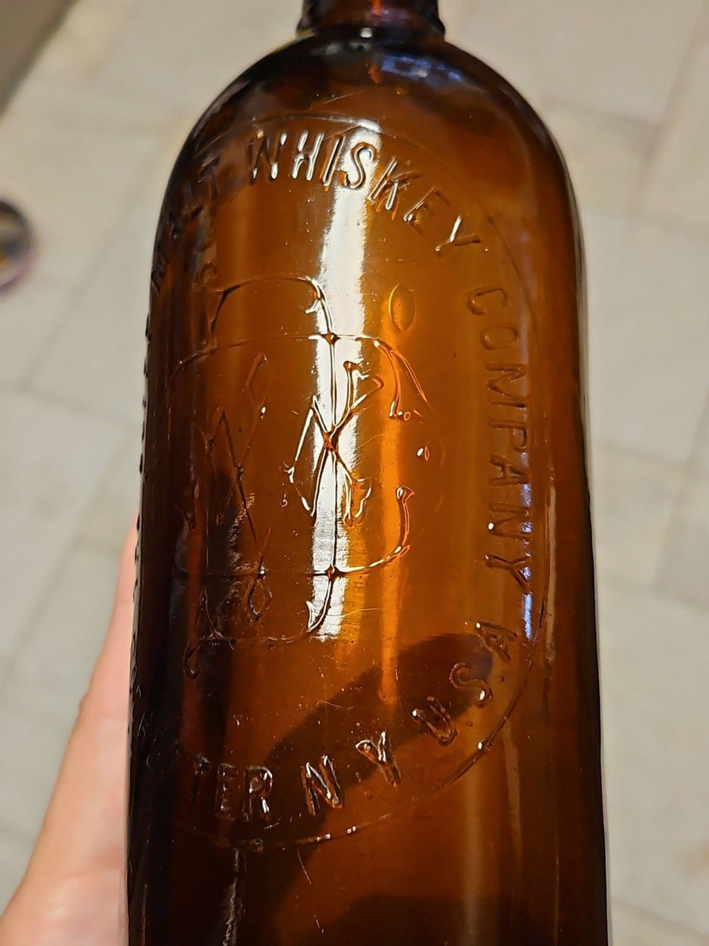 Vintage 1890s Duffy Malt Whiskey Bottle Brown Amber Hand Blown