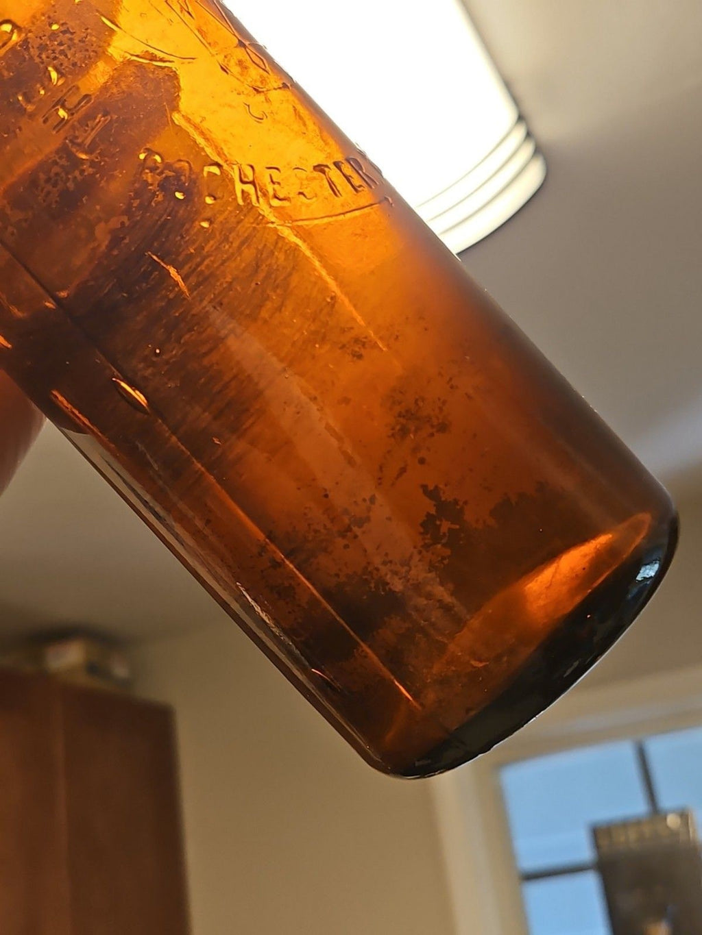 Vintage 1890s Duffy Malt Whiskey Bottle Brown Amber Hand Blown