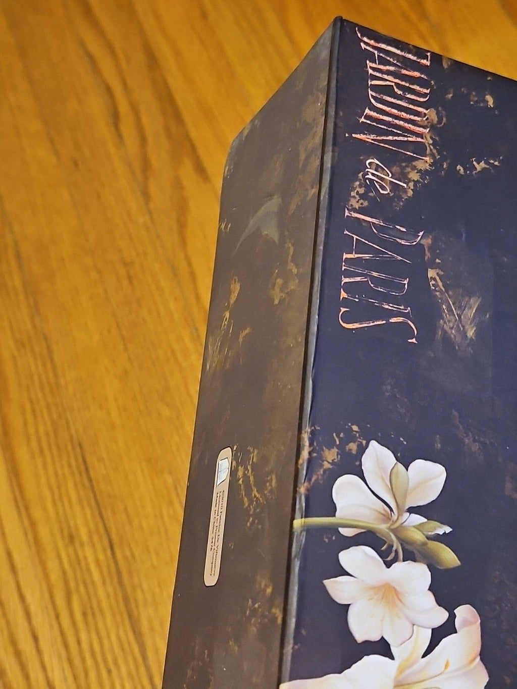 Elegant Storage Box Black Jardin De Paris With White Lilies apprx 10.5x3.75x2.75