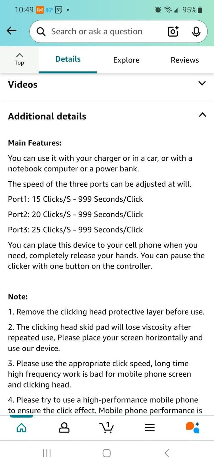 Pankia Go Auto Clicker Device For Phone Adjustable Speed Simulated Fingertap NIB