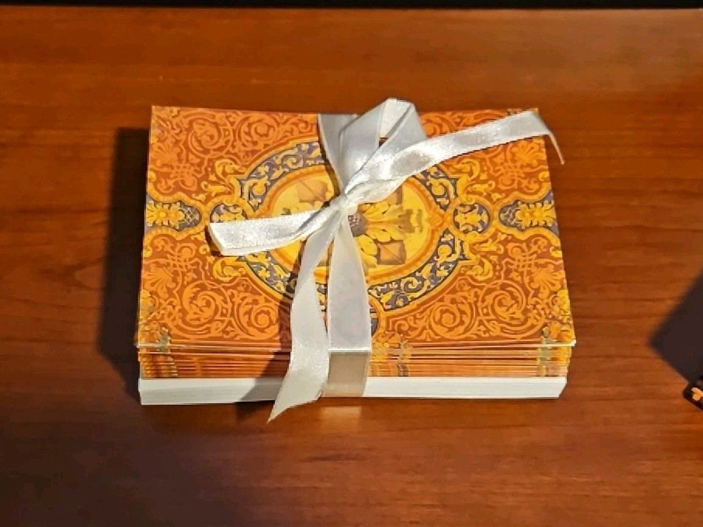 Michel Design Works 18 Cards w/ Envelopes In Storage Box Medallion Print W Bow