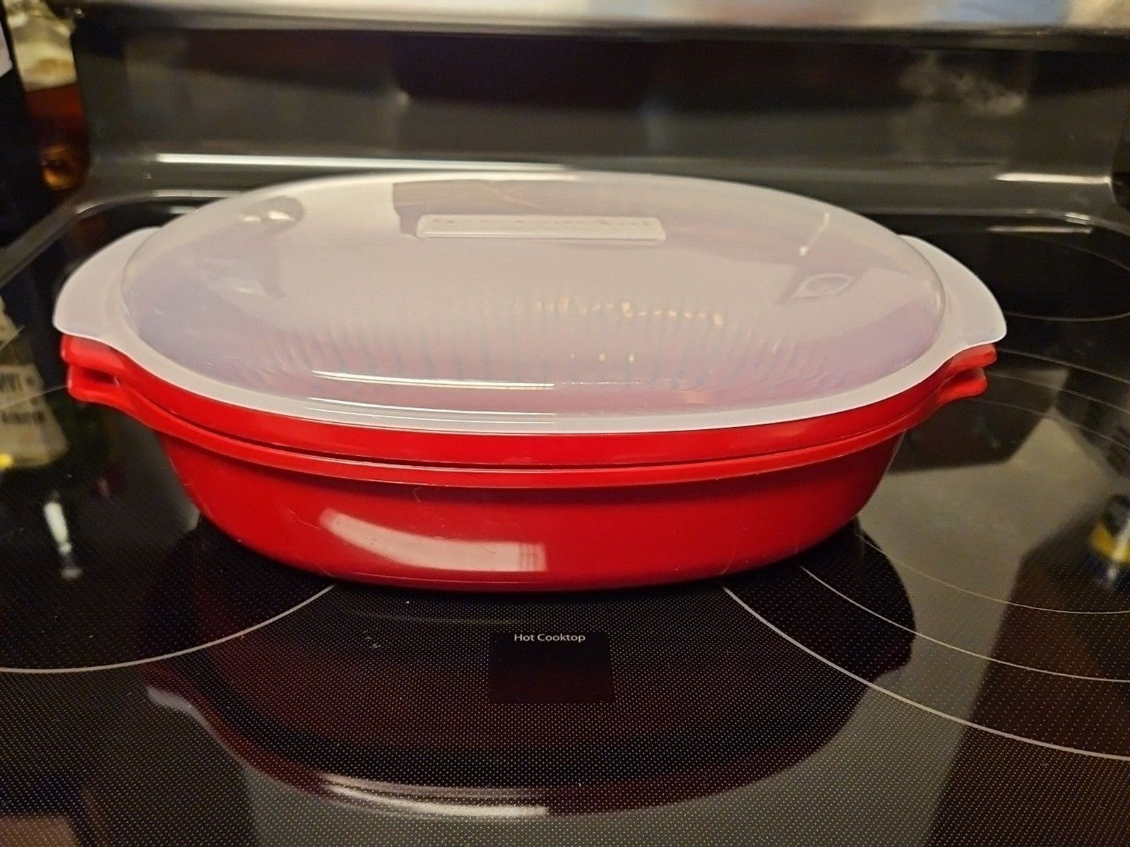 Kitchen Aid Red 9" x 13" Microwave Veggie Food Steamer 3 piece set