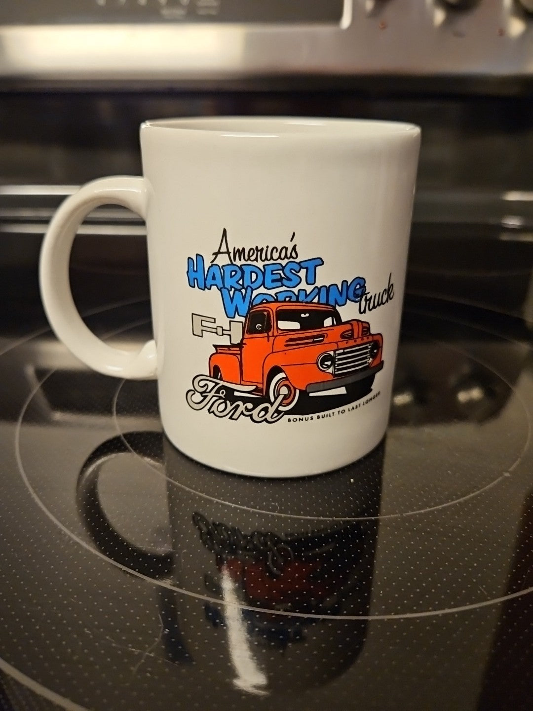 Set of 4 Ford Coffee Mugs - 3 Of F-1 America's Hardest Working Truck & 1 Logo