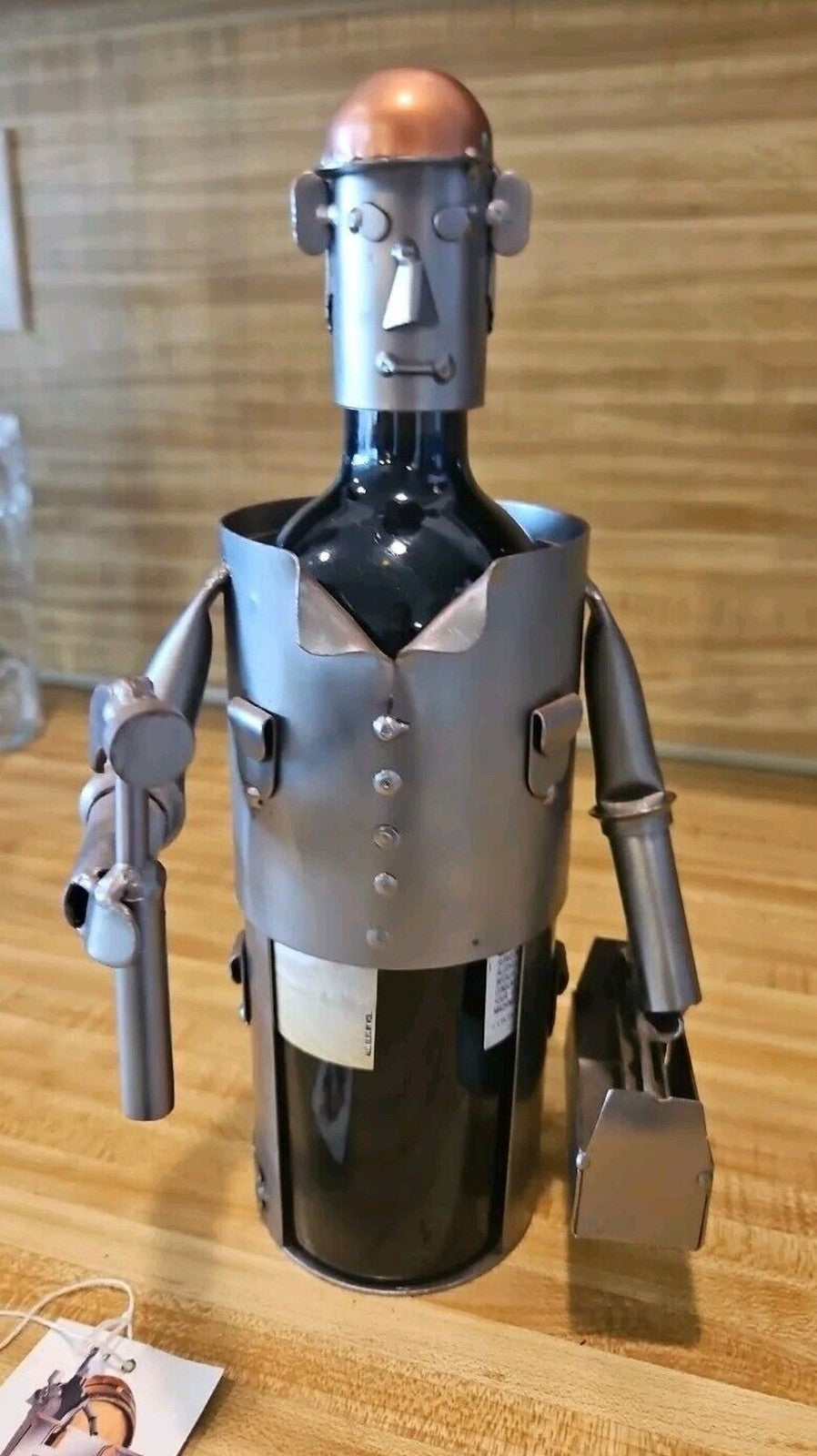 H&K Steel Sculpt￼ure Wine Bottle Holder-Carpenter-Handmade Ltd. Edition
