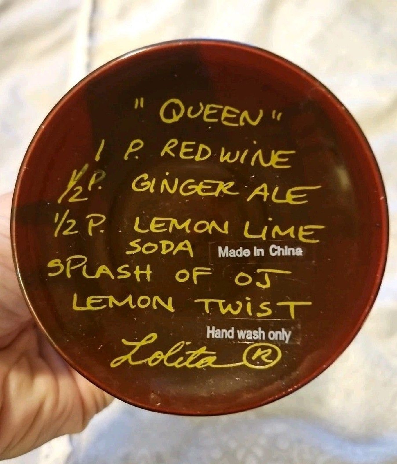 Lolita Hand Painted "Queen" 15oz Stem Wine Glass With Original Box