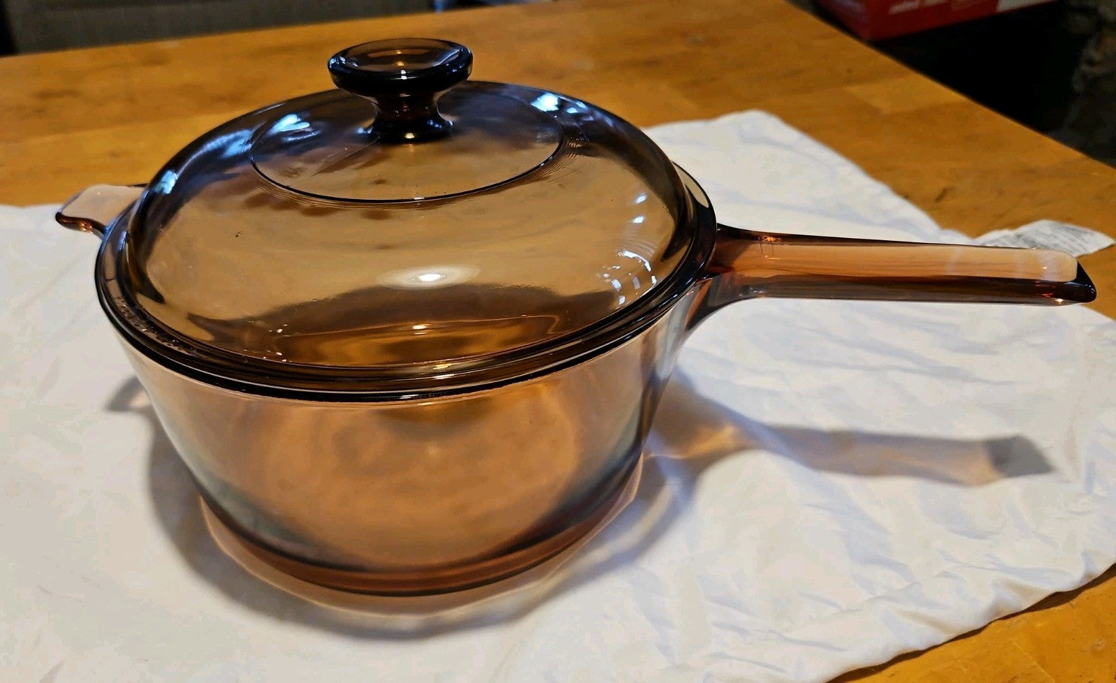 Vintage Corning Ware Vision 8" 2.5qt Brown Glass Pot with Lid