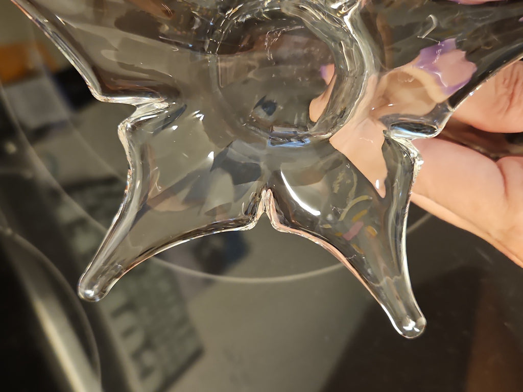 Vintage Pair Of 2 Hamon Glass Hand Blown Glass Lay Down Flower Bud Vases