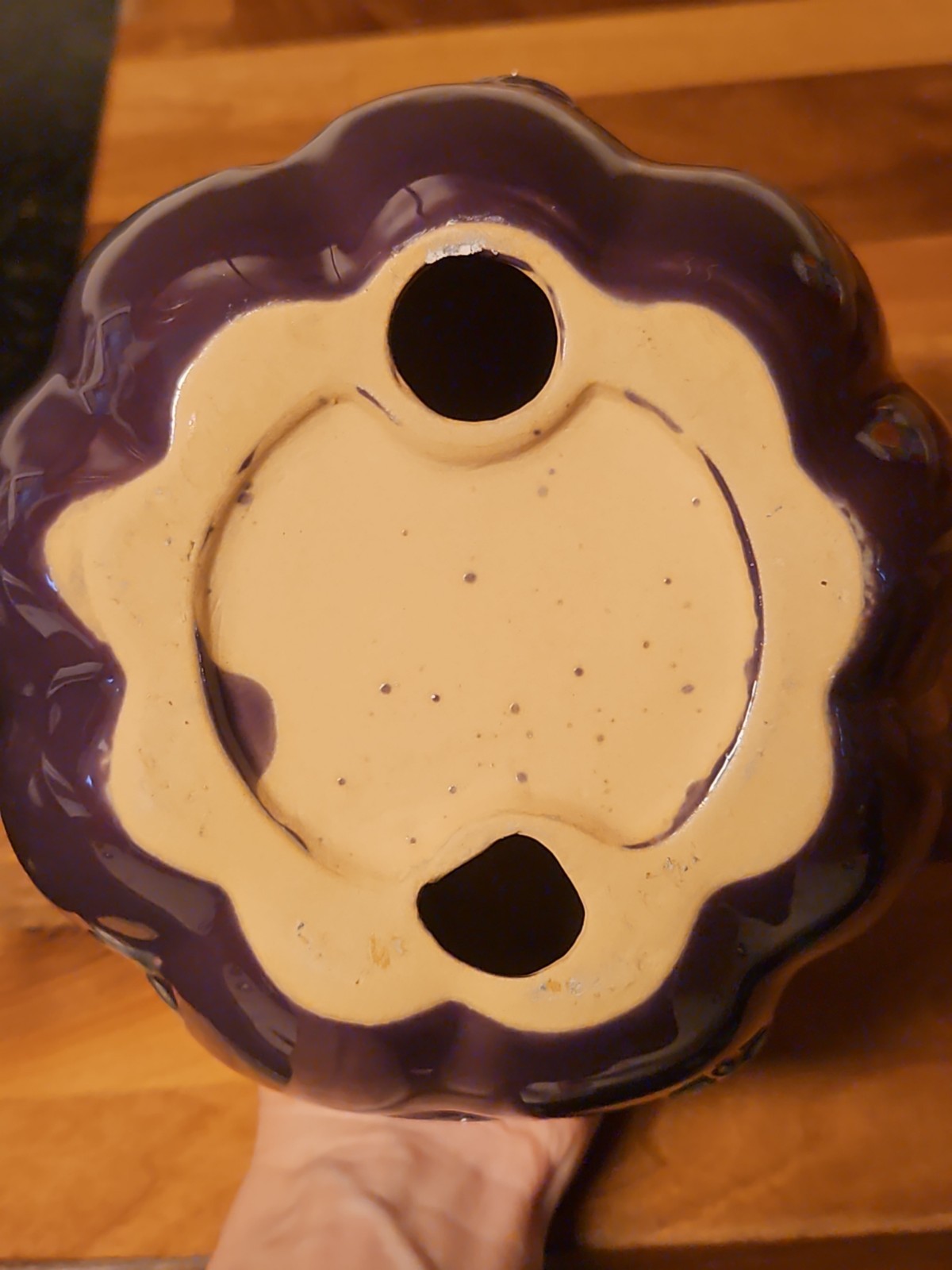 Purple & Silver Celestial Ceramic Pumpkin Goth Halloween Fall Decor 6.5" EUC