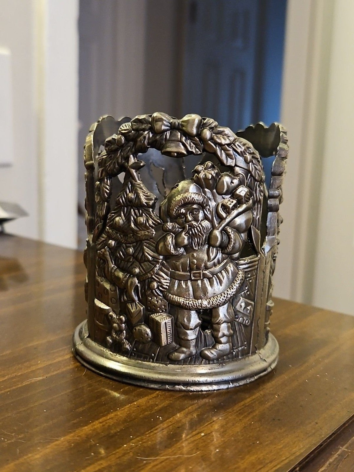 Godinger Silver Art Co Ltd Silver Toned Metal Detailed Christmas Candle Holder