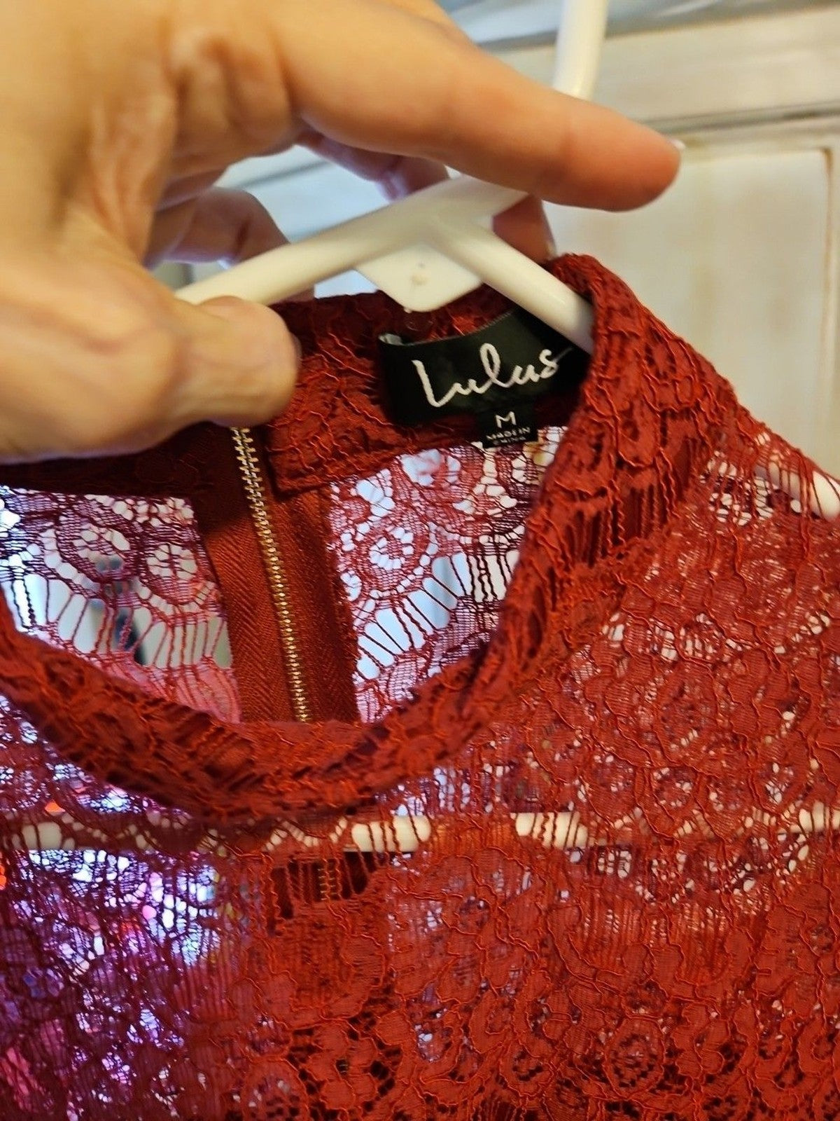Lulus Cut Out Lace Mini Dress Sz M Cranberry Red Bell Sleeves Goth Style