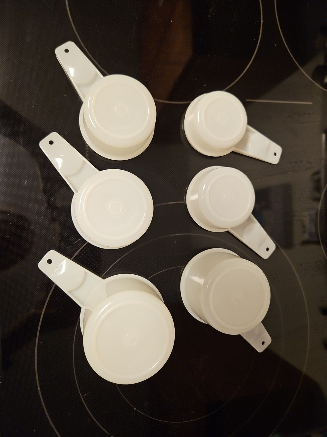 Vintage Tupperware Complete Set Of 6 Nesting Measuring Cups Sheer White EUC