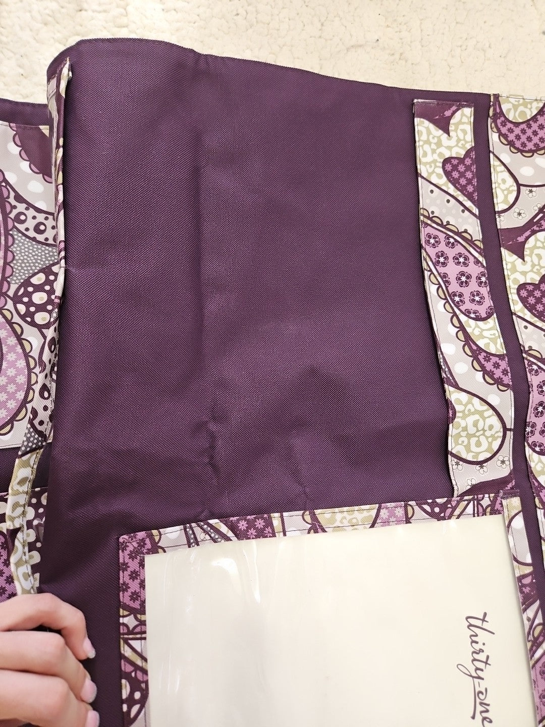 Thirty-One 31 Hang Up Home Organizer Purple Patchwork Paisley 41"x22"