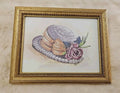 Vintage Peggy Abrams Victorian Hat With Rose Art Print Matted With Gold Frame
