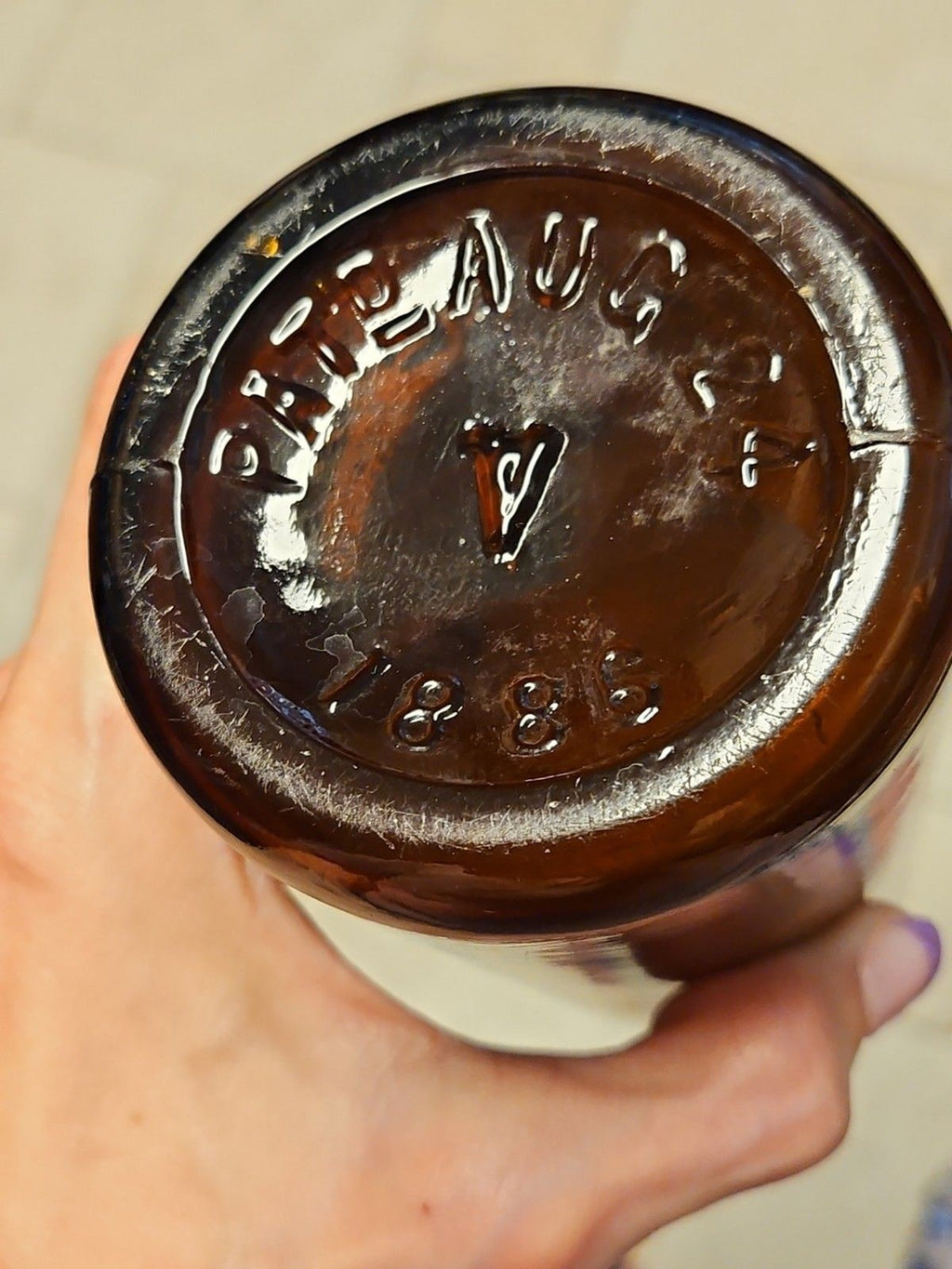 Vintage 1890s Duffy Malt Whiskey Bottle Brown Amber Hand Blown
