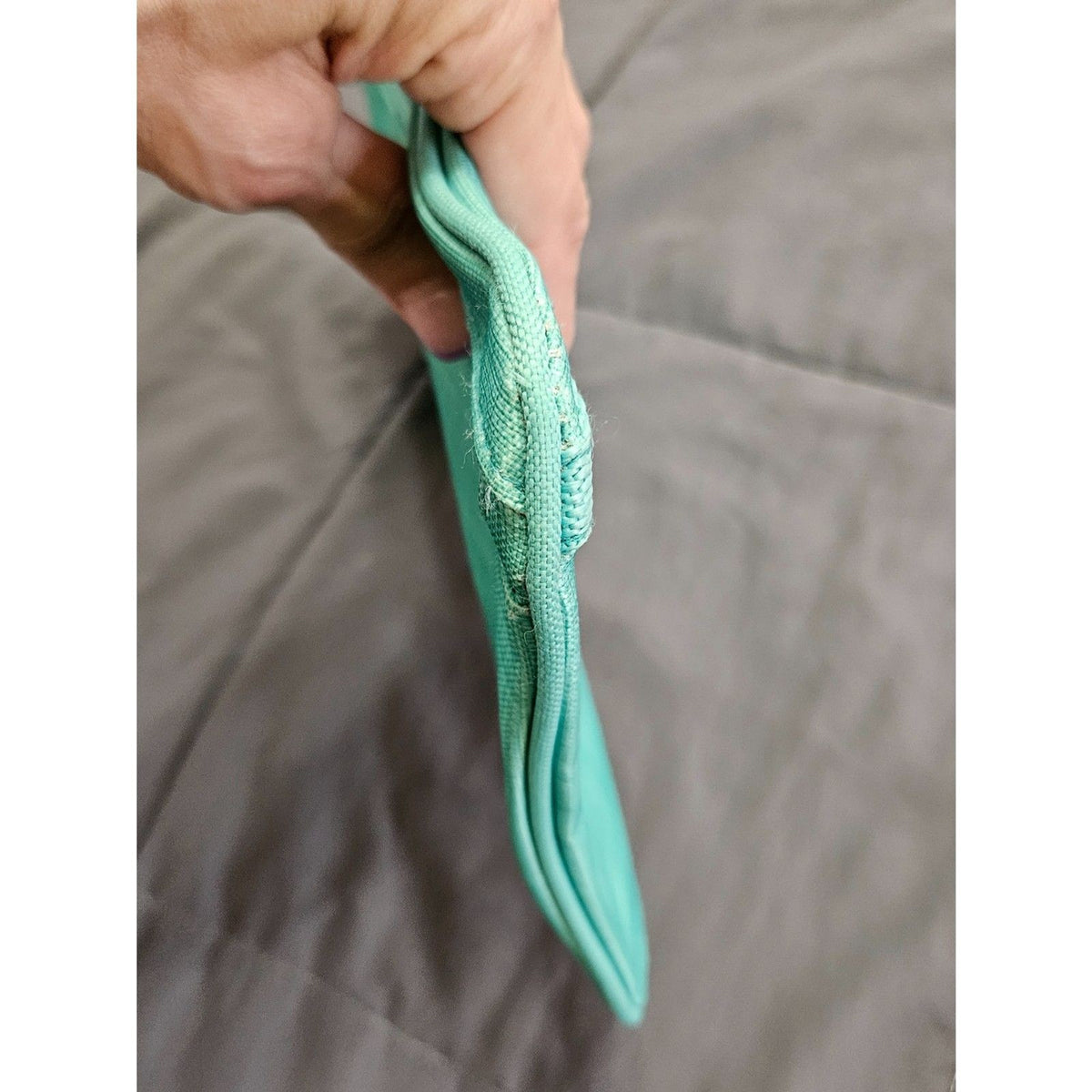 Thirty-One Pocket-A-Tote Teal Cross Hatch Organizer Snap on Zipper Pocket