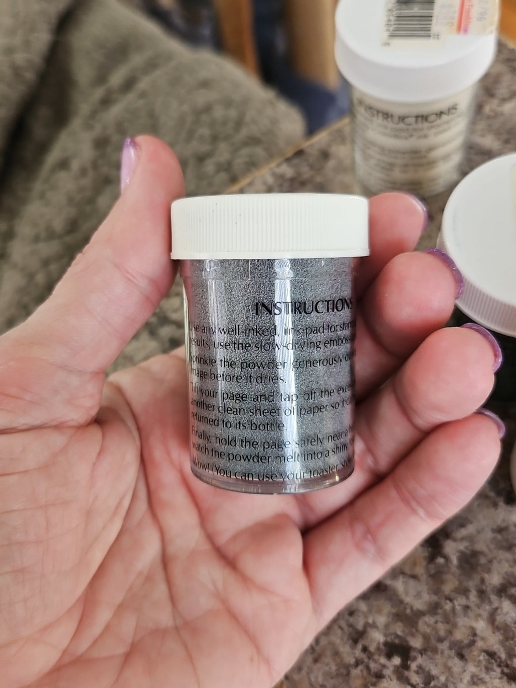Lot Of 3 New Comotion Embossing Powders .6 oz - Silver, Green & Glitter Plus Ink