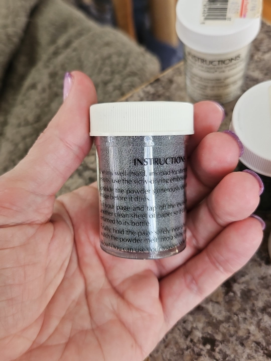 Lot Of 3 New Comotion Embossing Powders .6 oz - Silver, Green & Glitter Plus Ink