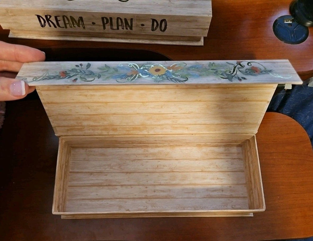 2 Elegant Storage Box Set Inspirational Dream Imagine Theme Gold Accents