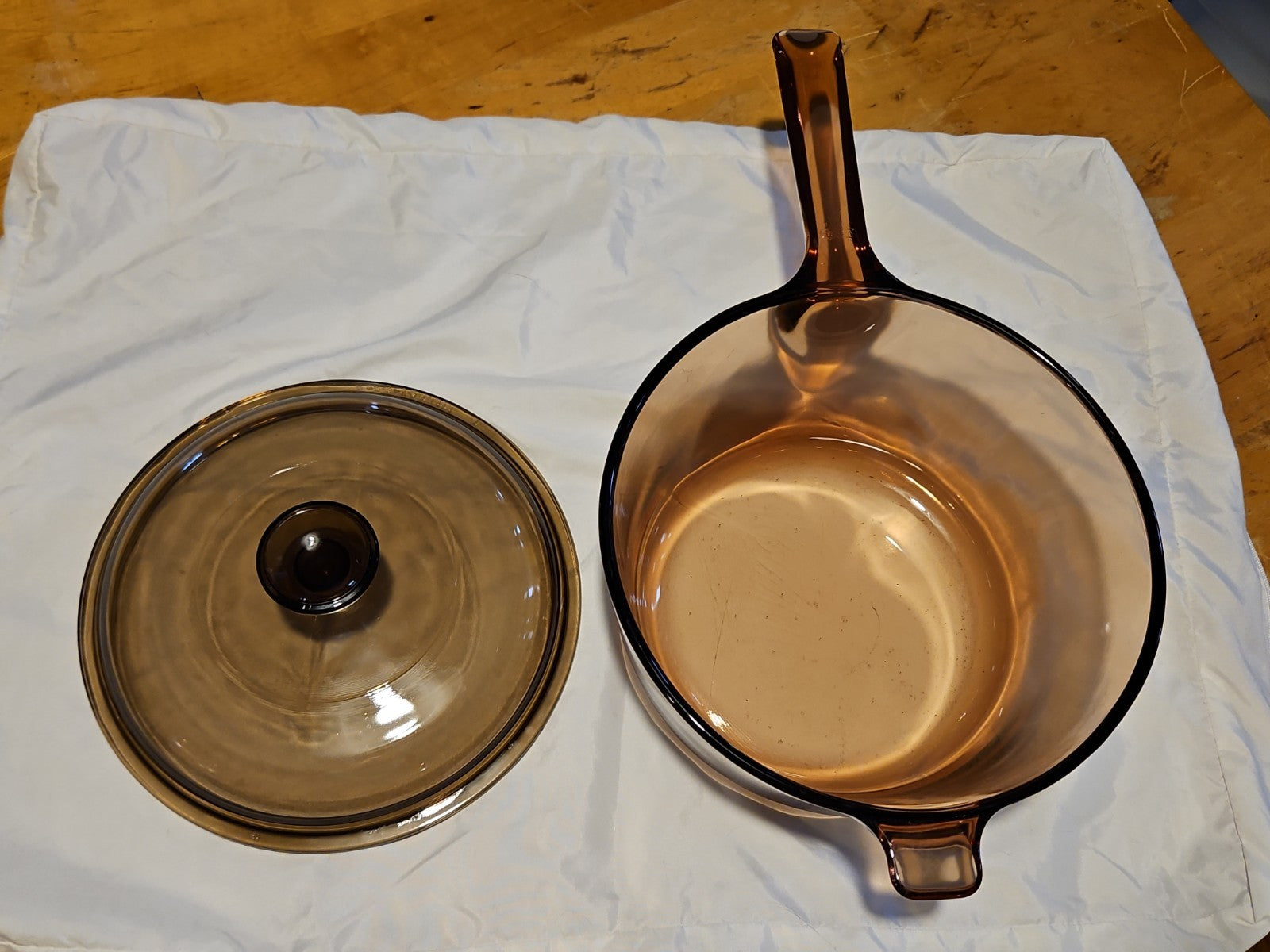 Vintage Corning Ware Vision 8" 2.5qt Brown Glass Pot with Lid