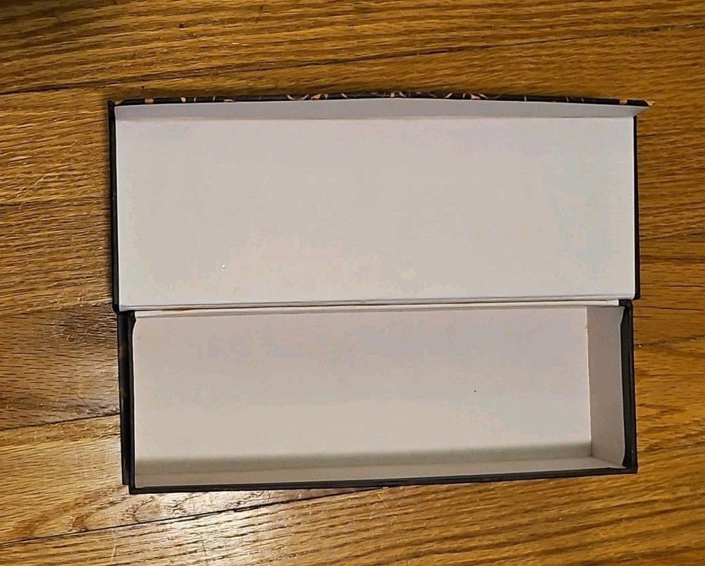 Elegant Storage Box Black Jardin De Paris With White Lilies apprx 10.5x3.75x2.75