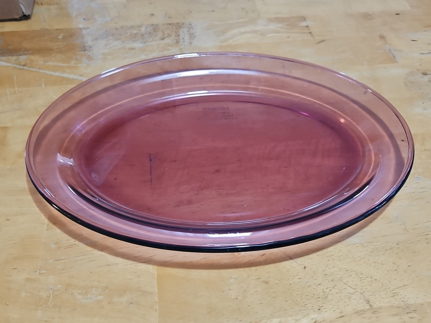 Vintage CorningWare Vision 14" Cranberry Glass Serving Platter EUC