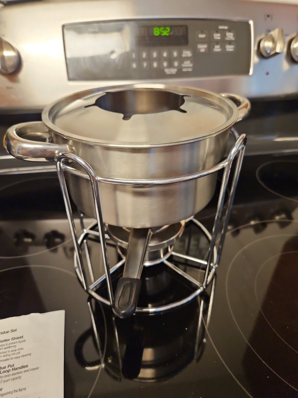 Casa Moda Buffet Stainless Steel Fondue Set Chocolate & Cheese 3 Plates No Forks