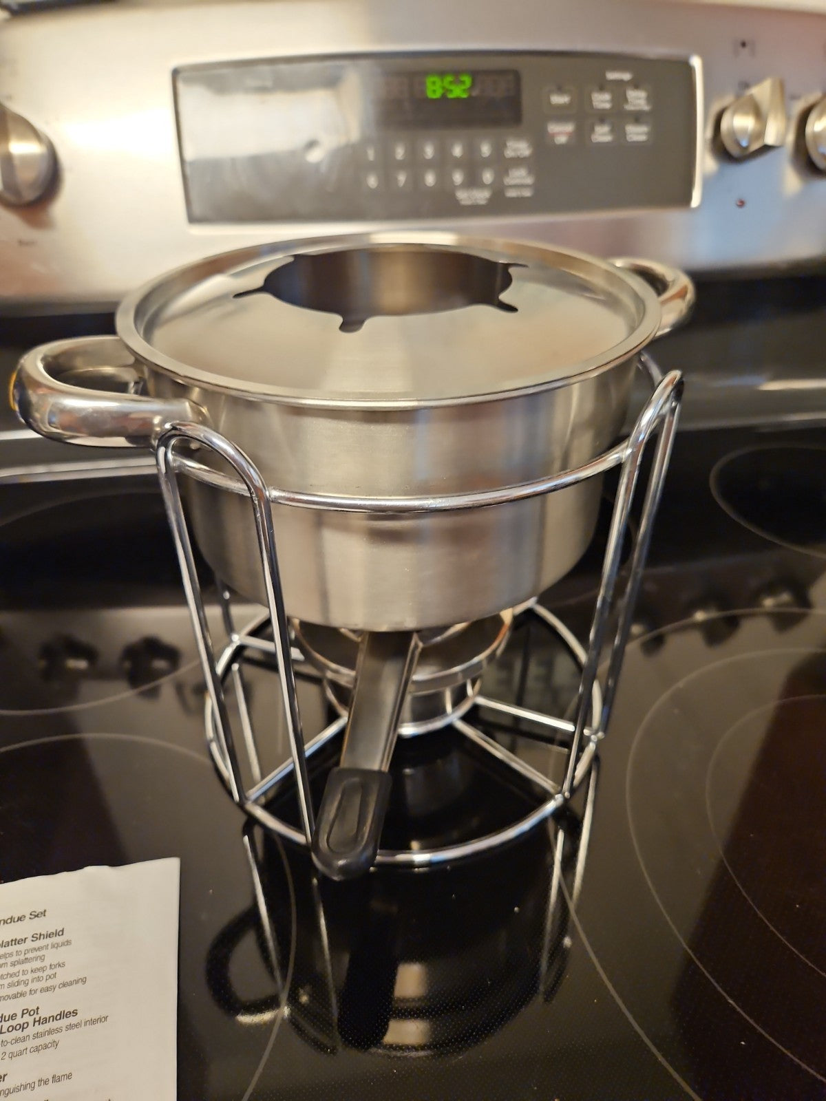 Casa Moda Buffet Stainless Steel Fondue Set Chocolate & Cheese 3 Plates No Forks