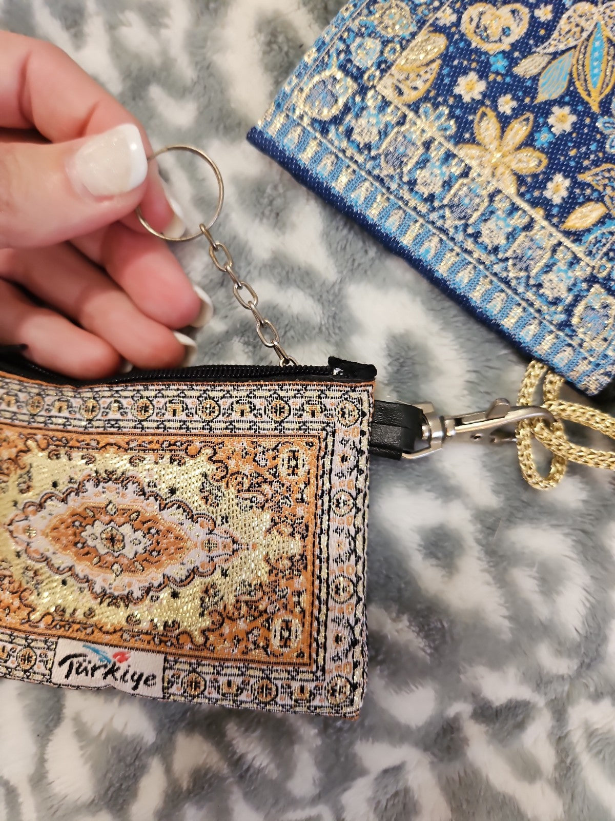Set Of 3 Turkish Tapestry Carpet Style Zippered Clutch Coin Purses NWOT 2 Sizes