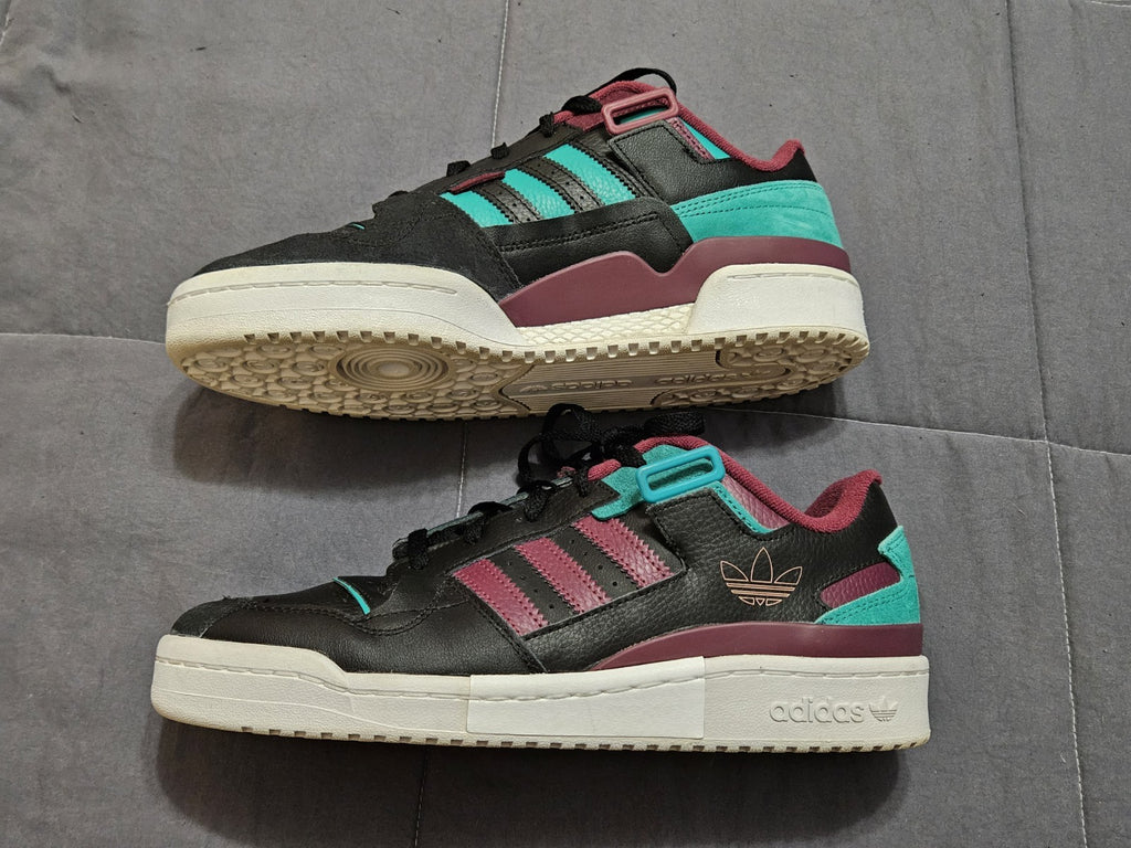 Adidas Forum Exhibit Low Black Victory Crimson Glory Green Sneakers Sz 10.5