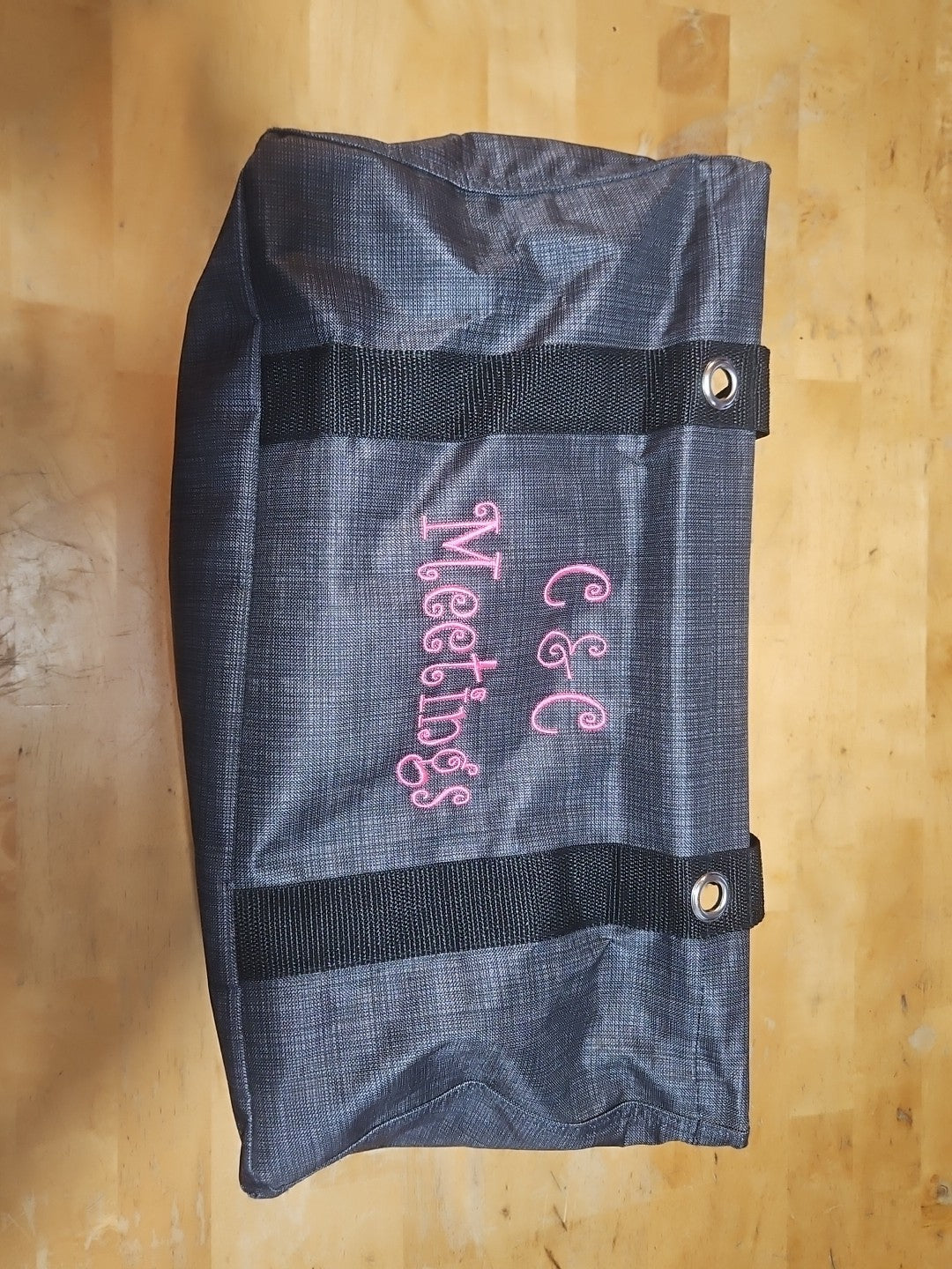 Thirty-One Medium Utility Tote Charcoal Crosshatch Dark Gray Personalized