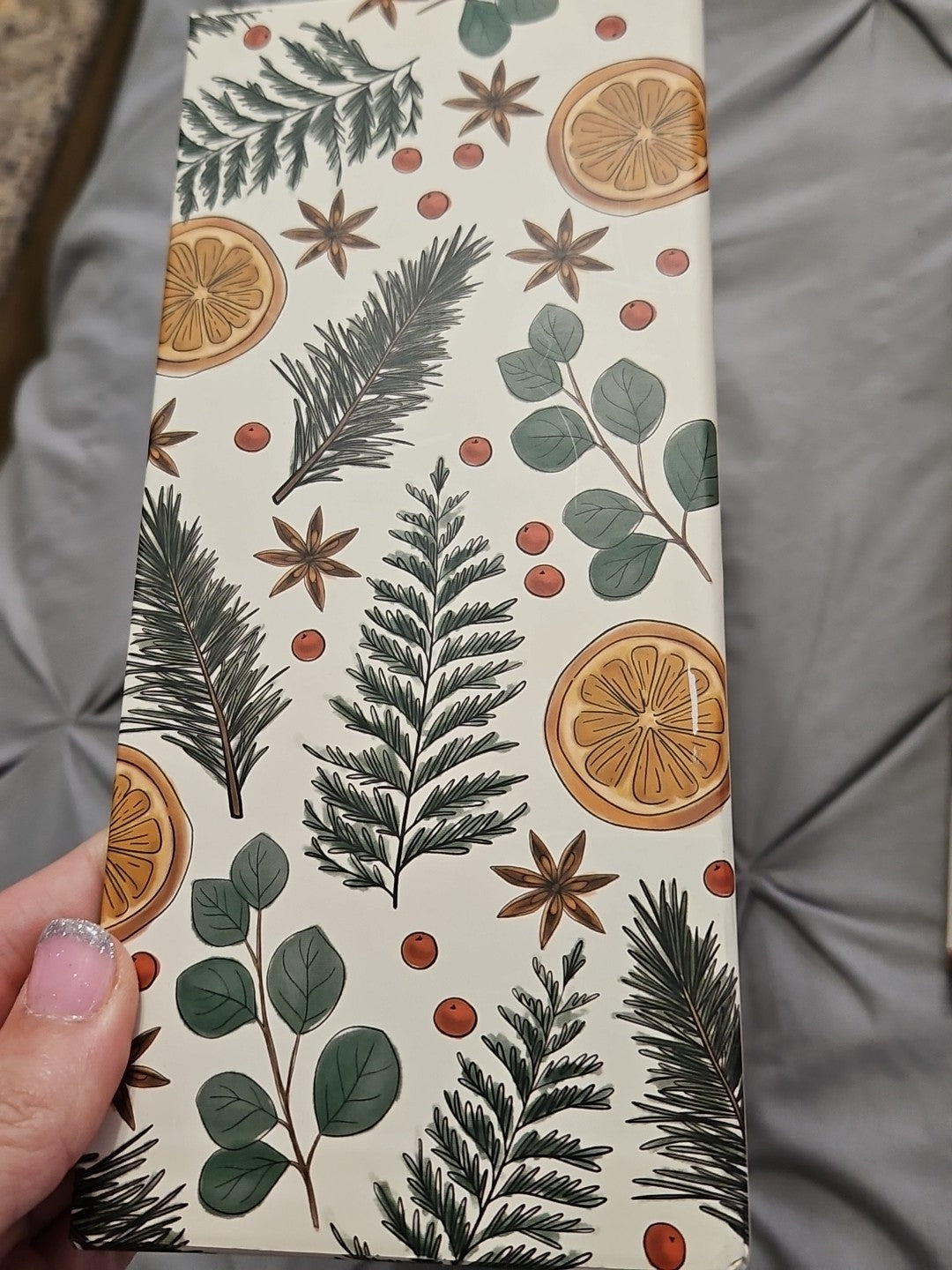 Lady Jayne Storage Box Citrus, Berry, Spice Greenery Holiday Theme 9"x9"x4"